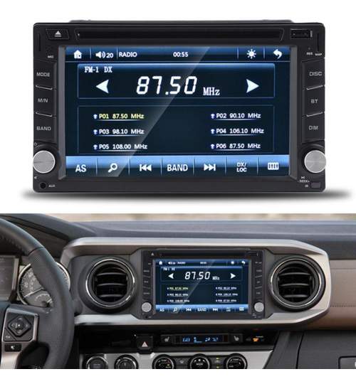 GPS Universal MP3 Player Auto 2DIN cu Android, DVD, Wi-Fi, Radio FM, Bluetooth, TouchScreen Display 6.2 Inch, USB, MicroSD, AUX, Mirror Link, Putere 4x52W