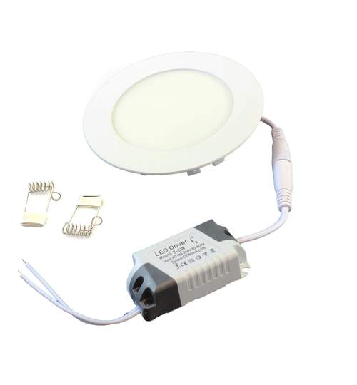 Spot Aplica LED Rotunda, Putere 6W, Lumina Alba 4500K cu Sursa Alimentare si Cablaj, Diametru 12cm