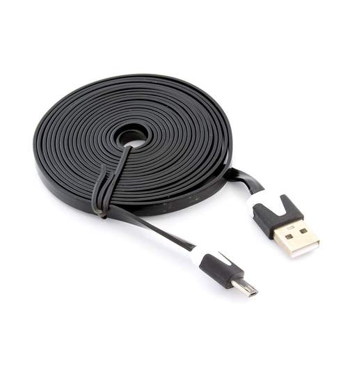 Cablu de Date Plat USB - Micro USB, Lungime 3m