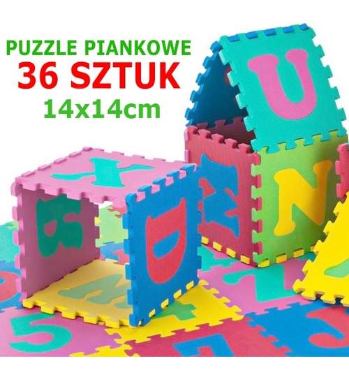 Set Covoras Tip Puzzle pentru Copii, 36 Piese din Spuma Moale, Multicolor cu Litere si Cifre