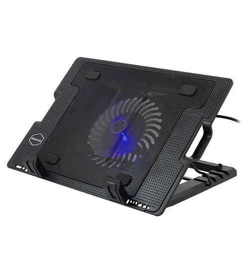 Stand Cooler Multifunctional Pliabil pentru Laptop cu Unghi Reglabil, Iluminat, Conectare USB