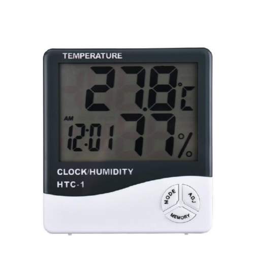 Statie Meteo 5-in-1 Wireless cu Afisaj LCD, Ceas cu Alarma, Temperatura, Umiditate, Data, Culoare Alb