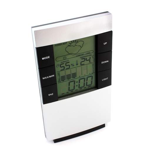 Statie Meteo Wireless Multifunctionala cu Afisaj LCD Iluminat, Ceas cu Alarma, Temperatura, Umiditate, Data