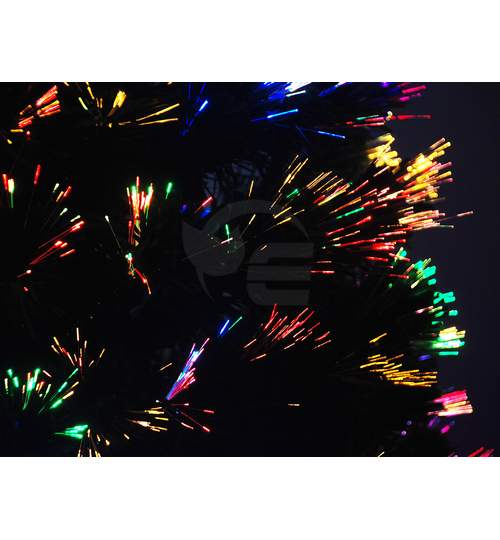 Brad de Craciun Artificial Iluminat LED RGBW cu Fibra Optica Multicolor 210 cm si Suport Cadou