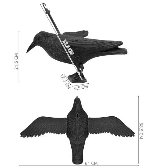 Corb Cioara cu Aripile Intinse Artificiala Decorativa pentru Alungarea Porumbeilor sau a Altor Pasari Nedorite