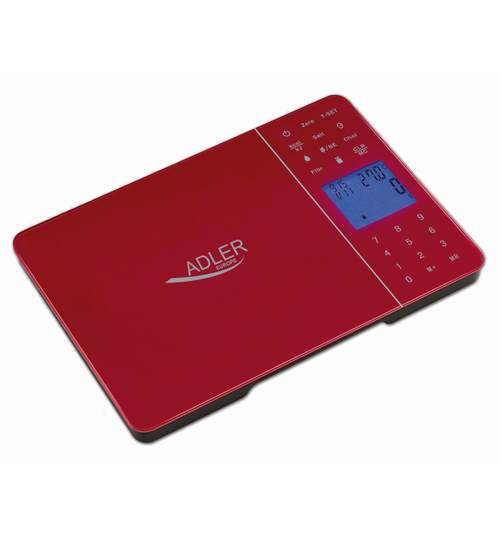 Cantar de Bucatarie Adler Multifunctional cu Afisaj LCD, Timmer cu Alarma, Calculator Calorii, Evaluare Nutrienti, Senzor de Temperatura