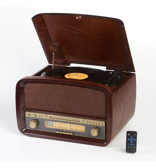 Gramofon Player Camry Retro cu Radio, Pick-Up, CD-Player, USB, Functie de Inregistrare si Telecomanda