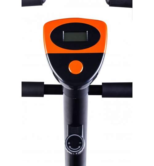 Bicicleta pentru Fitness Reglabila cu Afisaj LCD Diferite Valori, Capacitate 120kg, Culoare Negru/Portocaliu