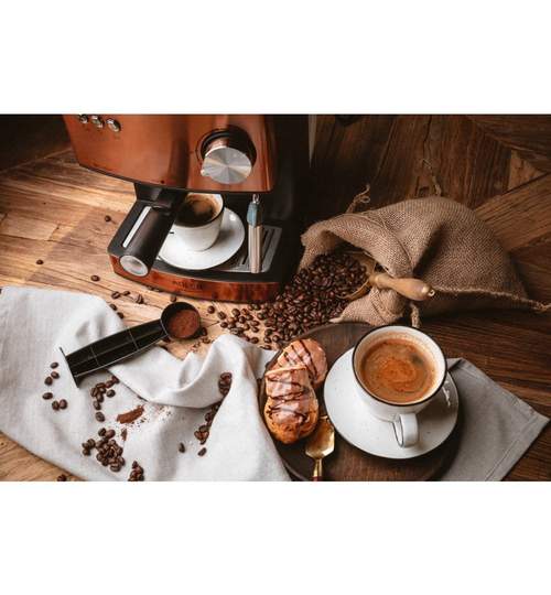 Espressor de Cafea si Capucinno Adler, Functie Spumare Lapte, Putere 850W, Rezervor Apa 1.6L Detasabil, Presiune 15 bar, Maro/Negru