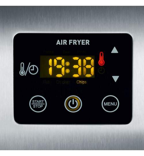 Friteuza Electrica Severin Air Fryer, Afisaj Digital, Putere 1300W, Capacitate 2L, Negru/Gri