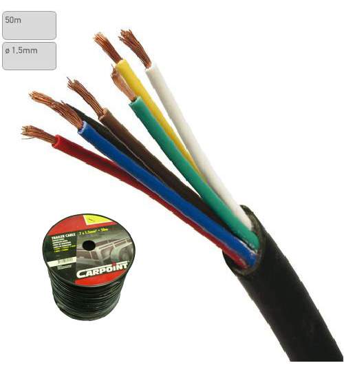 Cablu instalatie electrica Carpoint cu 7 fire , diam 1.5 mm , la metru liniar Kft Auto