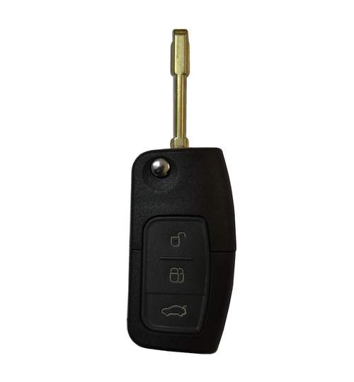 Carcasa telecomanda compatibila Ford cu 3 butoane  cu lamela inclusa  cheie tip briceag   lamela cilindrica Kft Auto