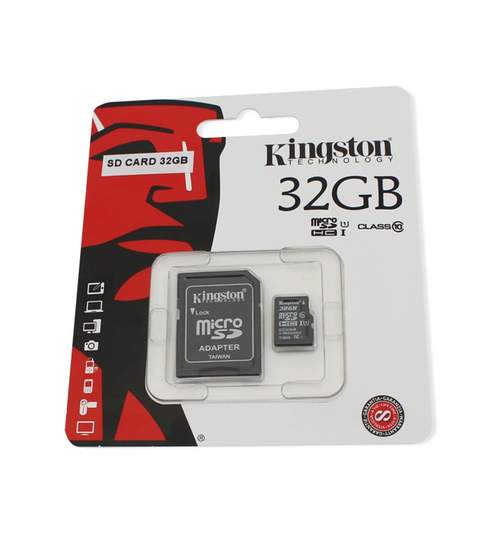 Card de memorie Kingston microSDHC 32GB Class 10 + Adaptor Kft Auto