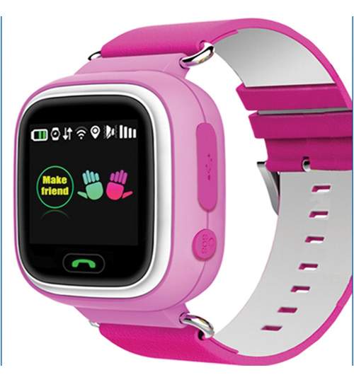 Ceas pentru copii cu GPS Tracker , culoare roz , cu locas SIM Kft Auto