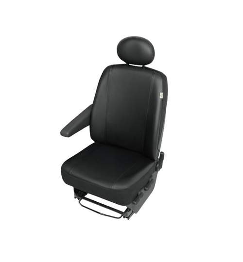 Husa auto scaun sofer Practical DV1 Trafic imitatie piele neagra pentru Renault Trafic 2001-2014, Opel Vivaro 2001-2014, Nissan Primastar Kft Auto