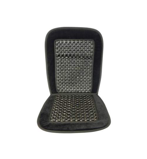 Husa scaun auto Carpoint DeLuxe cu bile neagra, 1 buc., fixare cu banda elastica, 94x44cm, Kft Auto