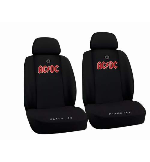 Huse scaune auto AC DC, set 2 bucati pentru scaunele fata, culoare negru Kft Auto