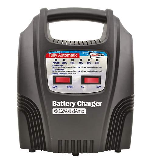 Incarcator acumulator auto automat marca Streetwize 6/ 12V 8Amp redresor cu led nivel incarcare a bateriei Kft Auto