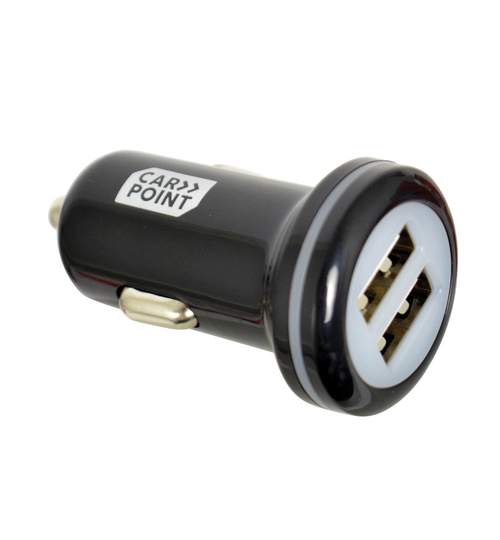 Incarcator auto Carpoint pentru USB de la priza auto , 2xUSB, 12V/ 24V, iesire 5V 2.4A Kft Auto