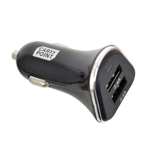 Incarcator auto Carpoint pentru USB de la priza auto , 2xUSB, 12V/ 24V, iesire 5V 4.8A Kft Auto