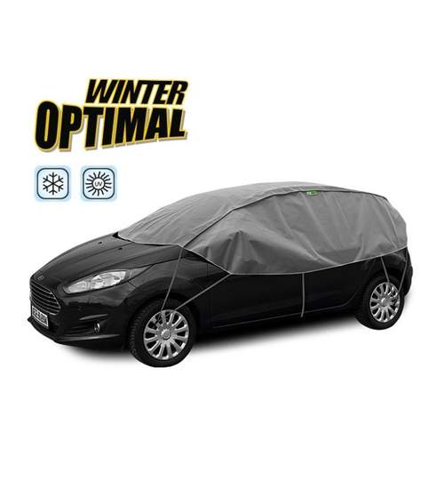 Semi prelata auto Winter Optimal S-M hatchback pentru protectie inghet si soare, l=255-275cm, h=70cm Kft Auto