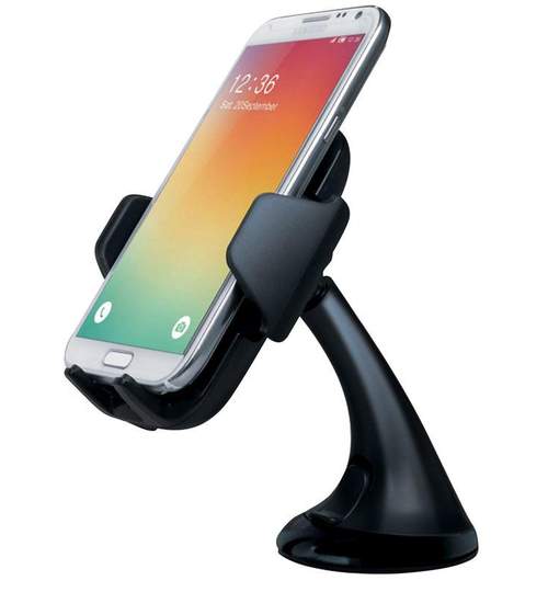 Suport telefon cu incarcare wireless, fixare pe geam sau pe bord cu ventuza, pentru smartphone cu tehnologie Qi wireless charging, micro USB, rotire 360 grade Kft Auto