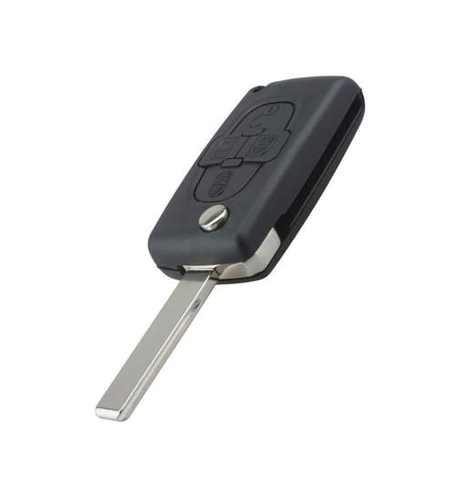 Carcasa cheie auto briceag CI-128 cu 4 butoane, lamela cu canelura si suport baterie, compatibil Citroen AllCars