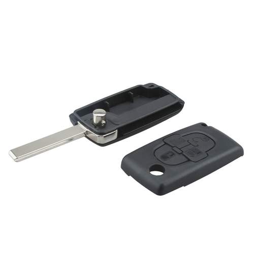 Carcasa cheie auto briceag CI-129 cu 4 butoane si lamela cu canelura, fara suport baterie, compatibil Citroen AllCars