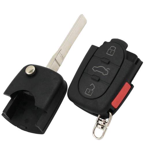 Carcasa cheie auto briceag cu 3 + 1 butoane AU-120, compatibil Audi AllCars