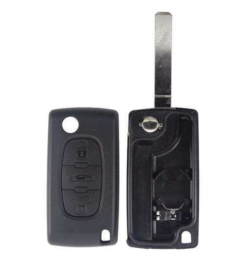 Carcasa cheie auto briceag cu 3 butoane CI-109 cu lamela laser, buton portbagaj si suport baterie, compatibil Citroen AllCars