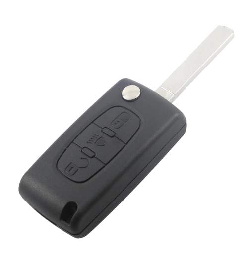 Carcasa cheie auto briceag cu 3 butoane CI-111 lamela cu canelura si buton lumini + suport baterie, compatibil Citroen AllCars
