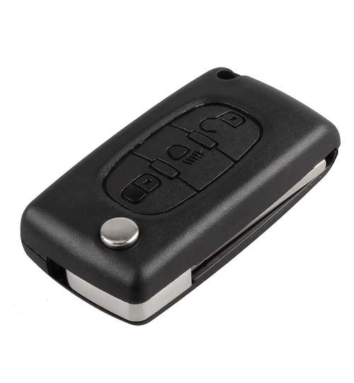 Carcasa cheie auto briceag cu 3 butoane CI-113 lamela laser si buton lumini cu suport baterie, compatibil Citroen AllCars