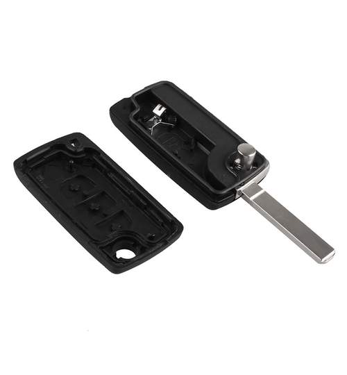 Carcasa cheie auto briceag cu 3 butoane CI-113 lamela laser si buton lumini cu suport baterie, compatibil Citroen AllCars