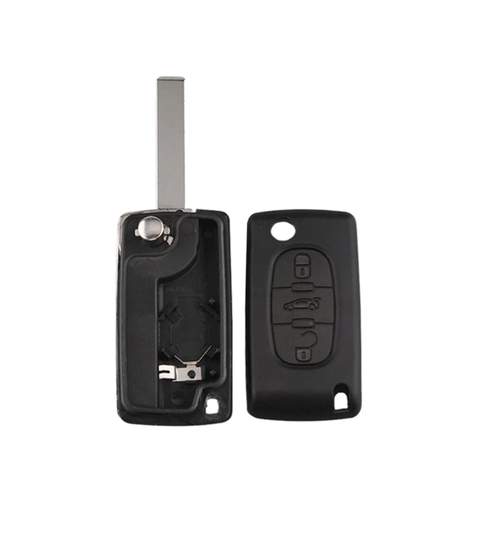 Carcasa cheie auto briceag cu 3 butoane CI-115 lamela cu canelura si buton portbagaj cu suport baterie, compatibil Citroen AllCars