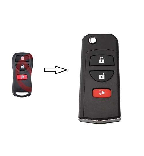Carcasa cheie auto cu 2 + 1 butoane pentru transformat NI-126, compatibil Nissan AllCars