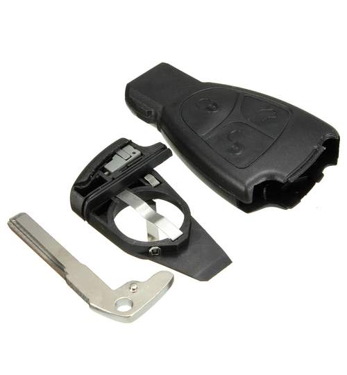 Carcasa Smart cheie auto cu 3 butoane si suport baterie MB-125, compatibil Mercedes AllCars