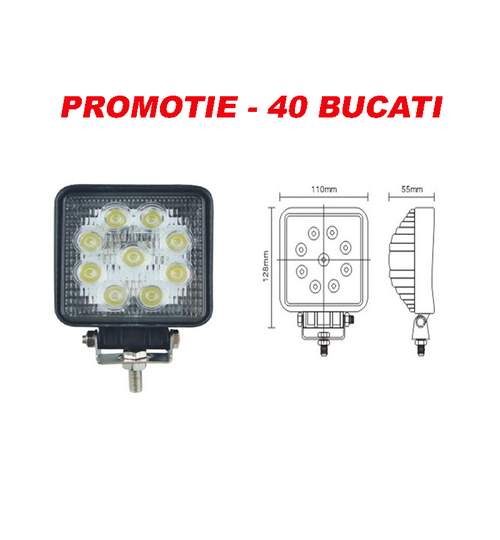 PROMOTIE 40 BUCATI - Proiector LED  27W 12/24V CH006 - 27W ManiaCars