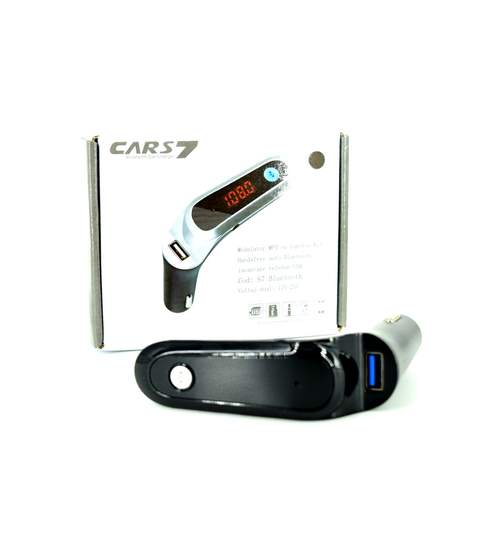 Modulator MP3 cu functie Kit Handsfree auto Bluetooth cu incarcare telefon USB. Voltaj dual: 12V-24V. Cod: S7 ManiaCars