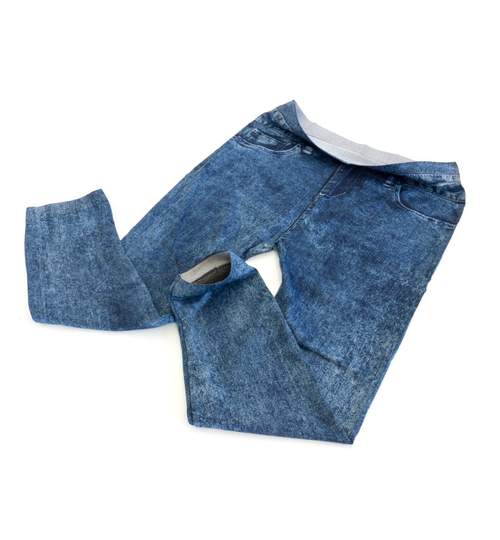 Pantaloni Colanti Tip Blugi Leggings 3 Sferturi pentru Dama, Marime S-M, Culoare Albastru
