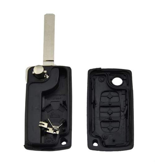 Carcasa cheie auto briceag cu 3 butoane, buton lumini, suport baterie si lamela laser, compatibila Peugeot PE-116 AllCars