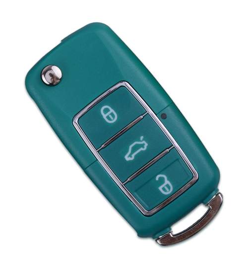 Carcasa cheie auto briceag cu 3 butoane, culoare Turcoaz, compatibila Volkswagen VW-185 AllCars