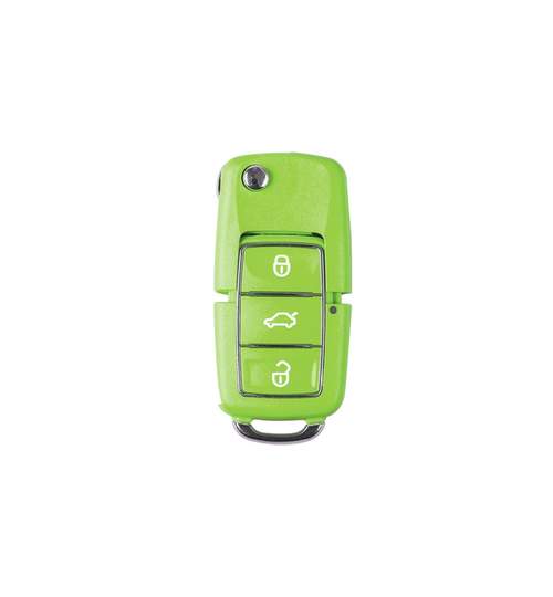 Carcasa cheie auto briceag cu 3 butoane, culoare Verde, compatibila Volkswagen VW-183 AllCars