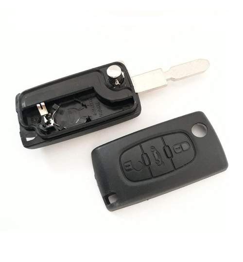 Carcasa cheie auto briceag cu 3 butoane si lamela 4 Track, compatibila Peugeot PE-137 AllCars