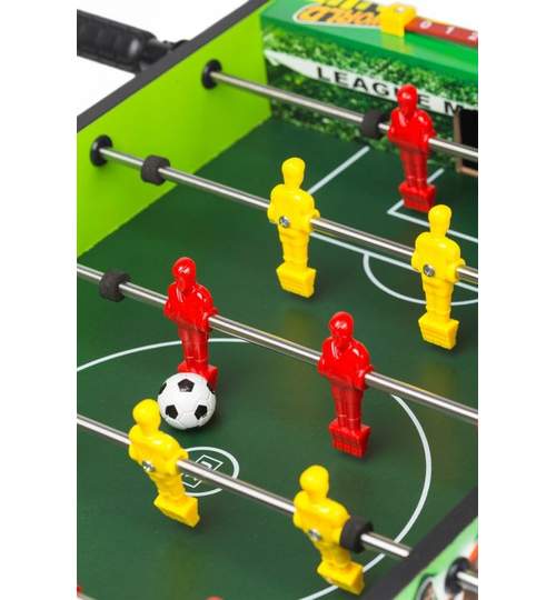 Masa Joc de Mini Fotbal Foosball din Lemn, 18 Fotbalisti, 6 Tije, Dimensiuni 60x30cm