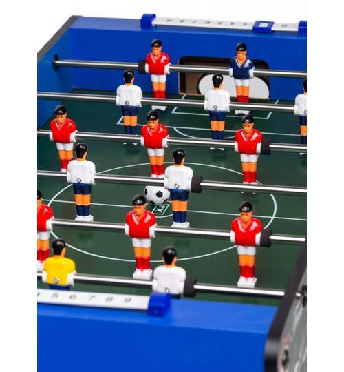 Masa Joc de Mini Fotbal Foosball din Lemn, 18 Fotbalisti, 6 Tije, Dimensiuni 65x35cm