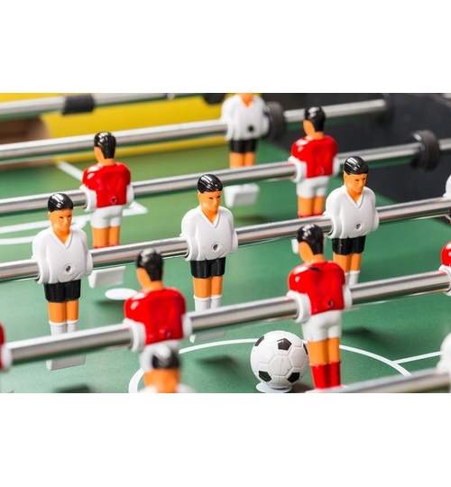 Masa Joc de Mini Fotbal Foosball din Lemn, 18 Fotbalisti, 8 Tije, Dimensiuni 120x60cm, Multicolor