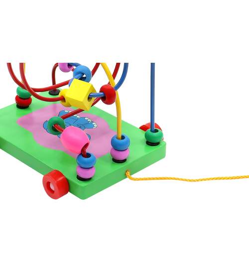 Puzzle Educativ Interactiv din Lemn Masinuta Labirint pentru Copii 1 An+