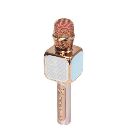Microfon Bluetooth Wireless pentru Karaoke cu Difuzor Incoroprat, USB si Diverse Efecte, Culoare Rose