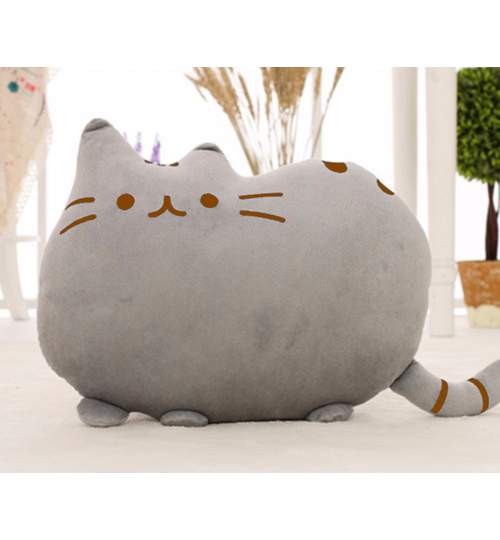 Perna Pusheen Cat tip Pisica pentru Copii, Dimensiune 30x40cm, Culoare Gri