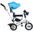 Tricicleta cu scaun rotativ, maner parental, copertina, roti din cauciuc, suport picioare pliabil, culoare albastru